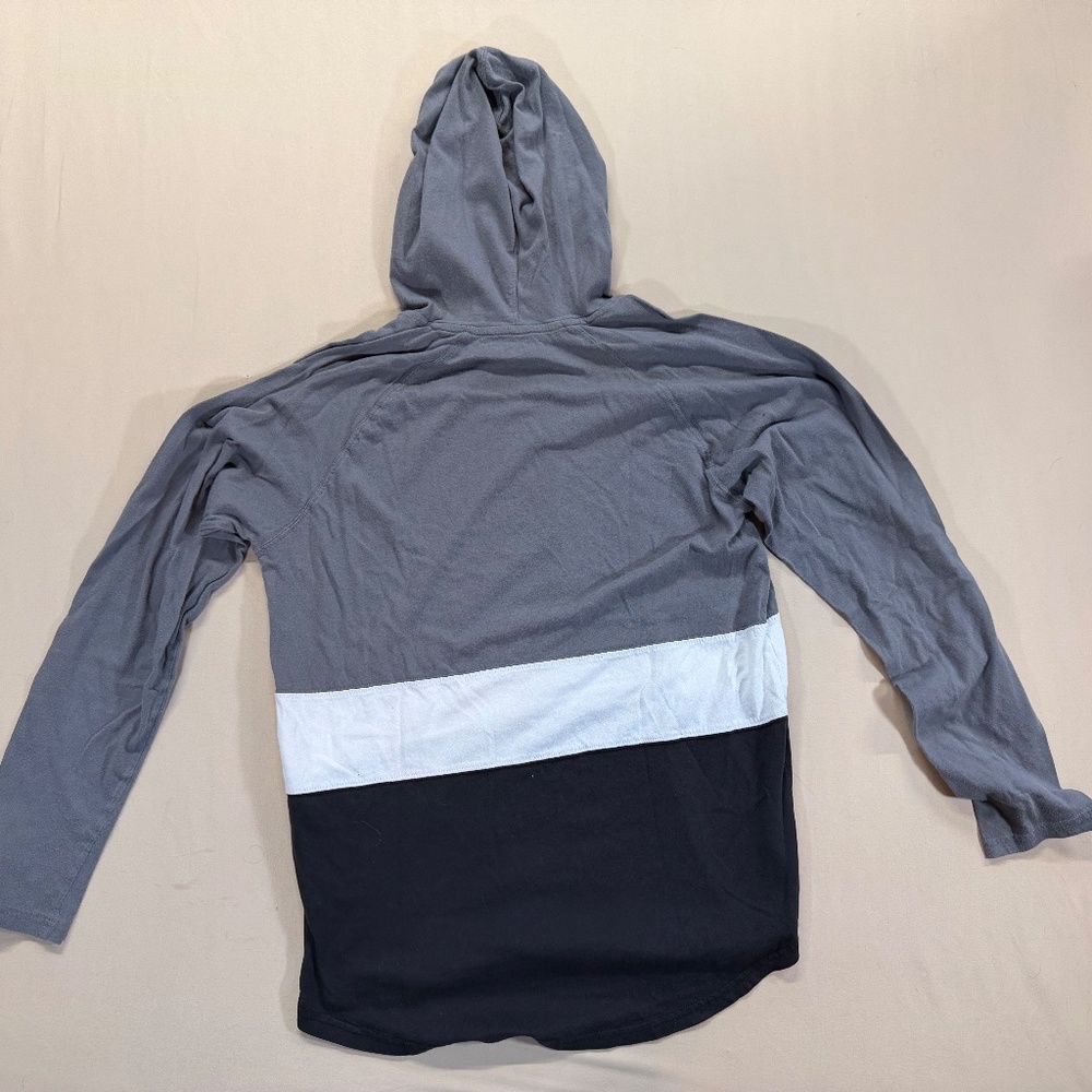 Men’s Hurley Long Sleeve Sun Shirt with Hood - Black White Gray Colorblock - S - Picture 2 of 6